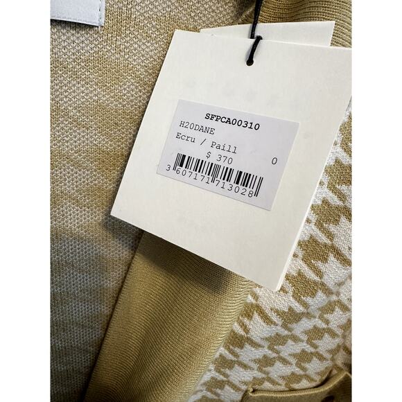 Sandro Dane Yellow Houndstooth Oversized Cardigan Sweater 0/2 - Picture 7 of 8